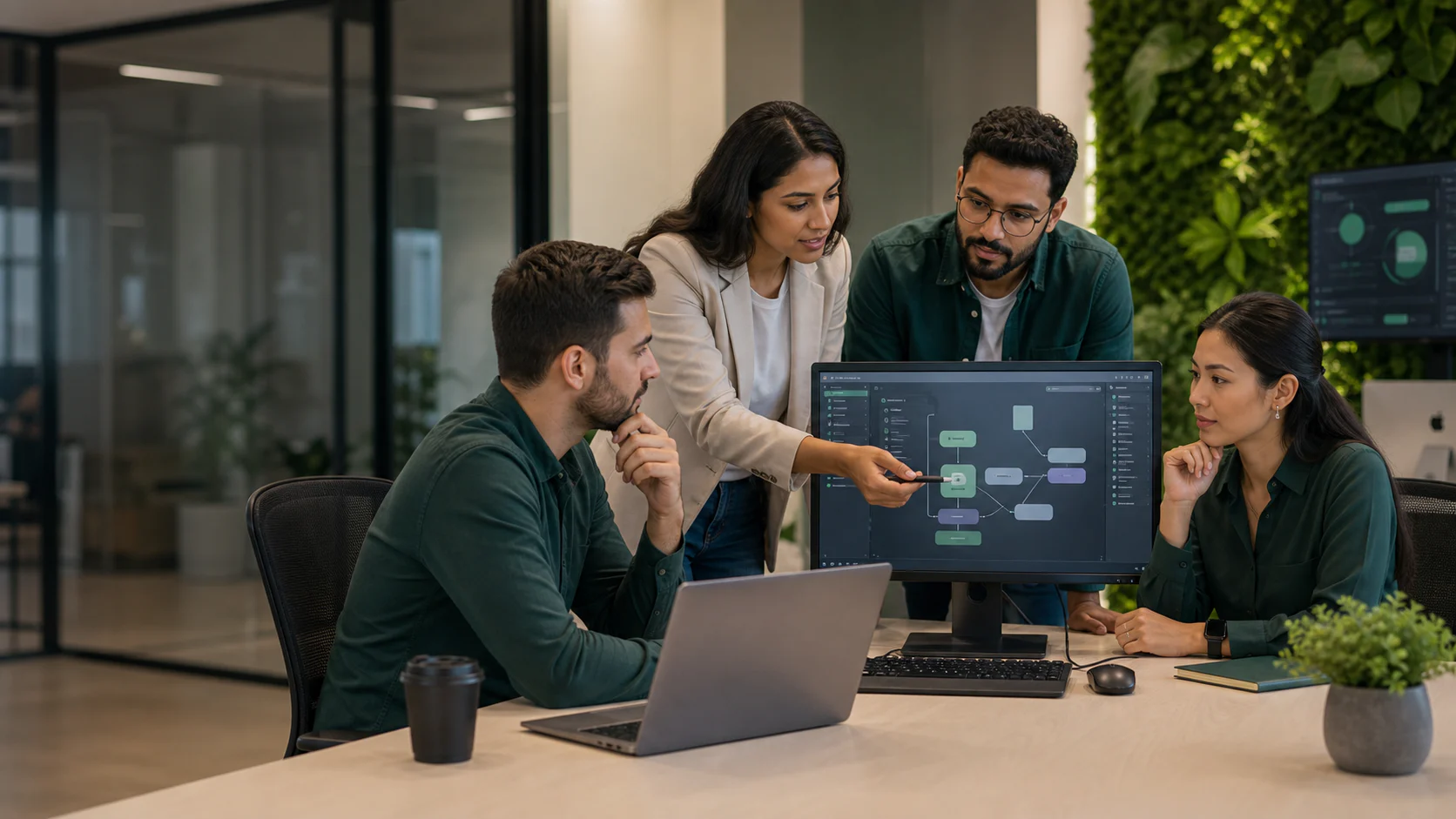 Technical team reviewing a product or deployment plan